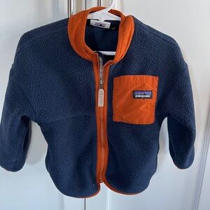 Patagonia Kids Navy and Orange Fleece Jacket 2T
